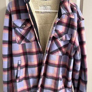 Sage Plaid Sherpa-Lined Jacket in Lavender, Pink & Black